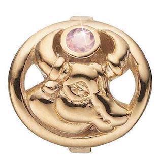 Christina Collect Gold Plated Silver Bull Zodiac with Pink Stone (20. april - 20. mai)